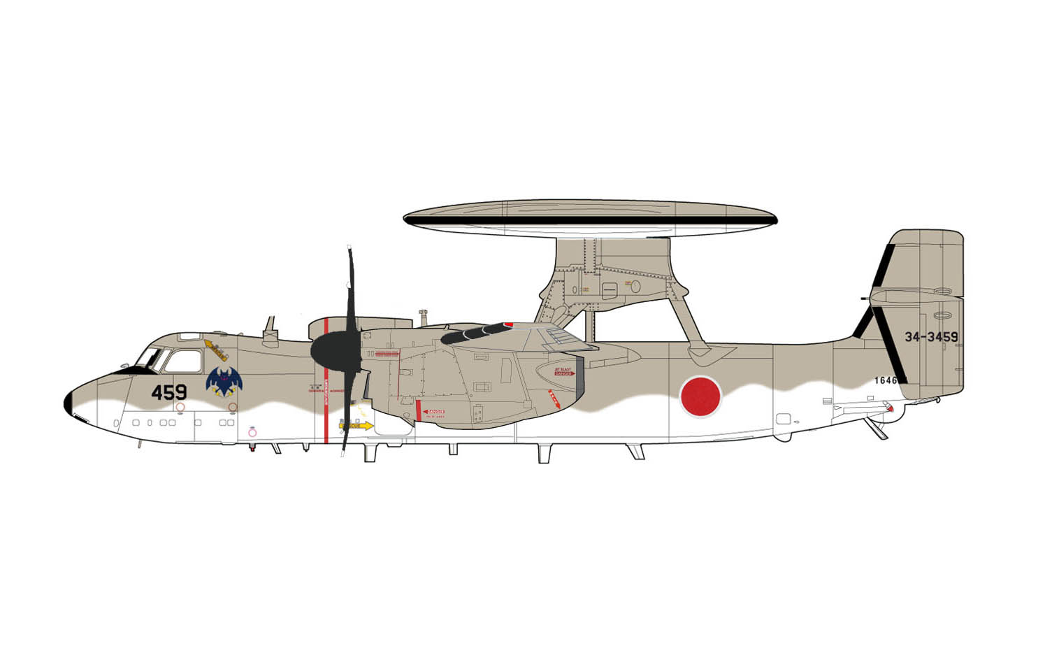 楽一番 1/200　E-2C JASDF AEWG 601SQ JASDF 601sq E-2C 34-3459 | グラマン E-2C ホークアイ 早期警戒