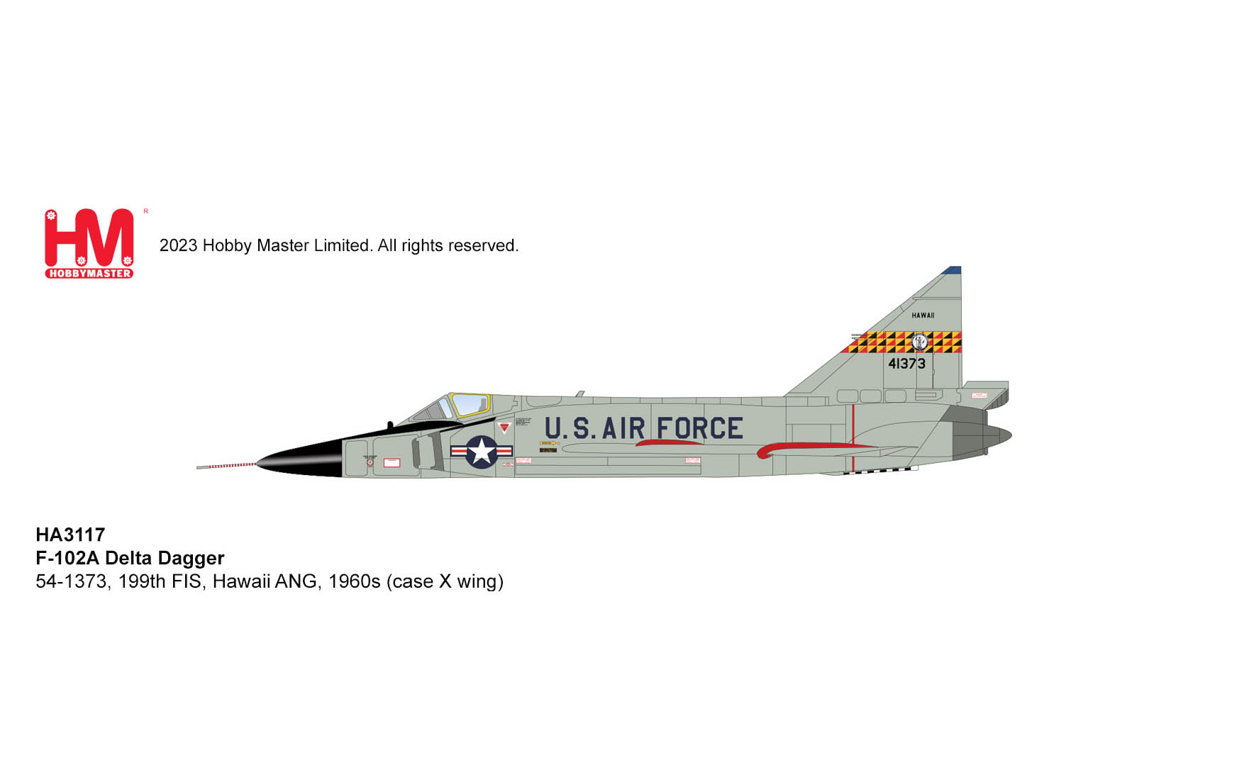 F-102A Delta Dagger, 199th FIS, Hawaii ANG, 1960s, Case X Wing