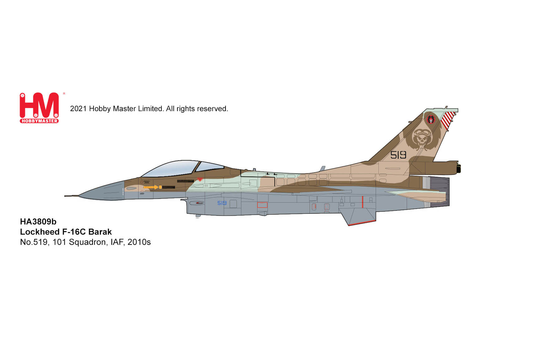 101 Squadron Barak No.519 1:72 F-16C Hobby Master HA3809B 2010s IAF 101 Squadron Barak No.519 1:72 F-16C Hobby Master HA3809B 2010s IAF