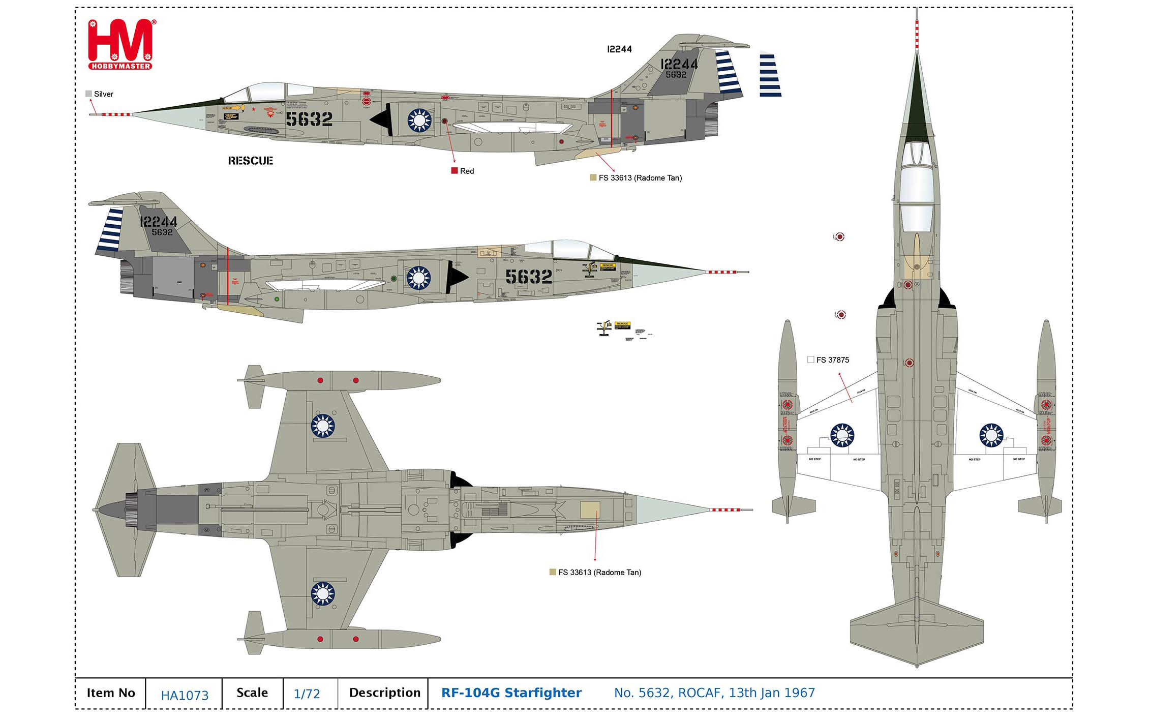 RF-104G Starfighter No. 5632, ROCAF, 13th Jan 1967 - Hobby Master