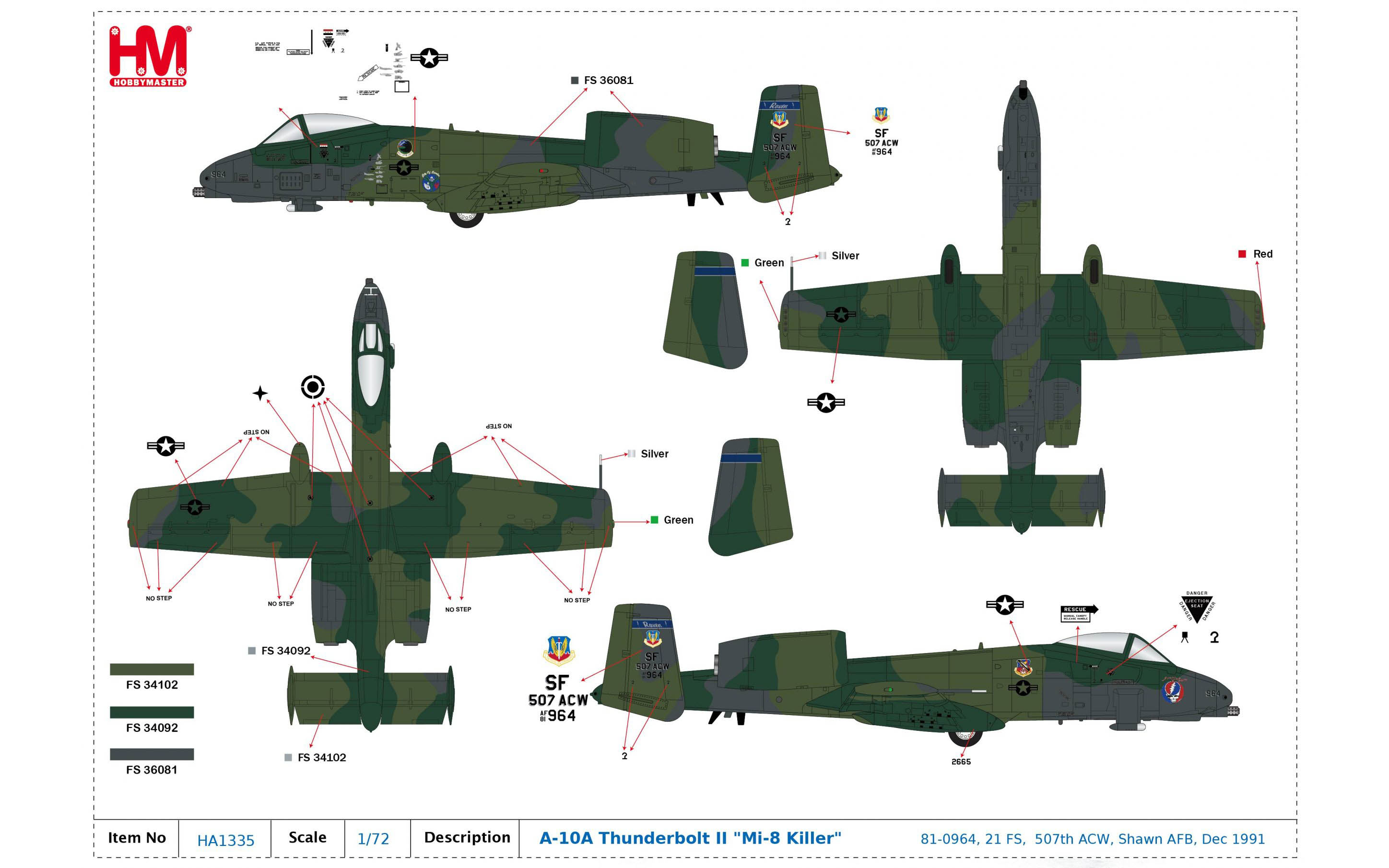 ホビーマスター1/72 A-10A Mi-8 Killer HA1335 Hobby Master 1/72 A-10A Thunderbolt II Mi-8 Killer Todd