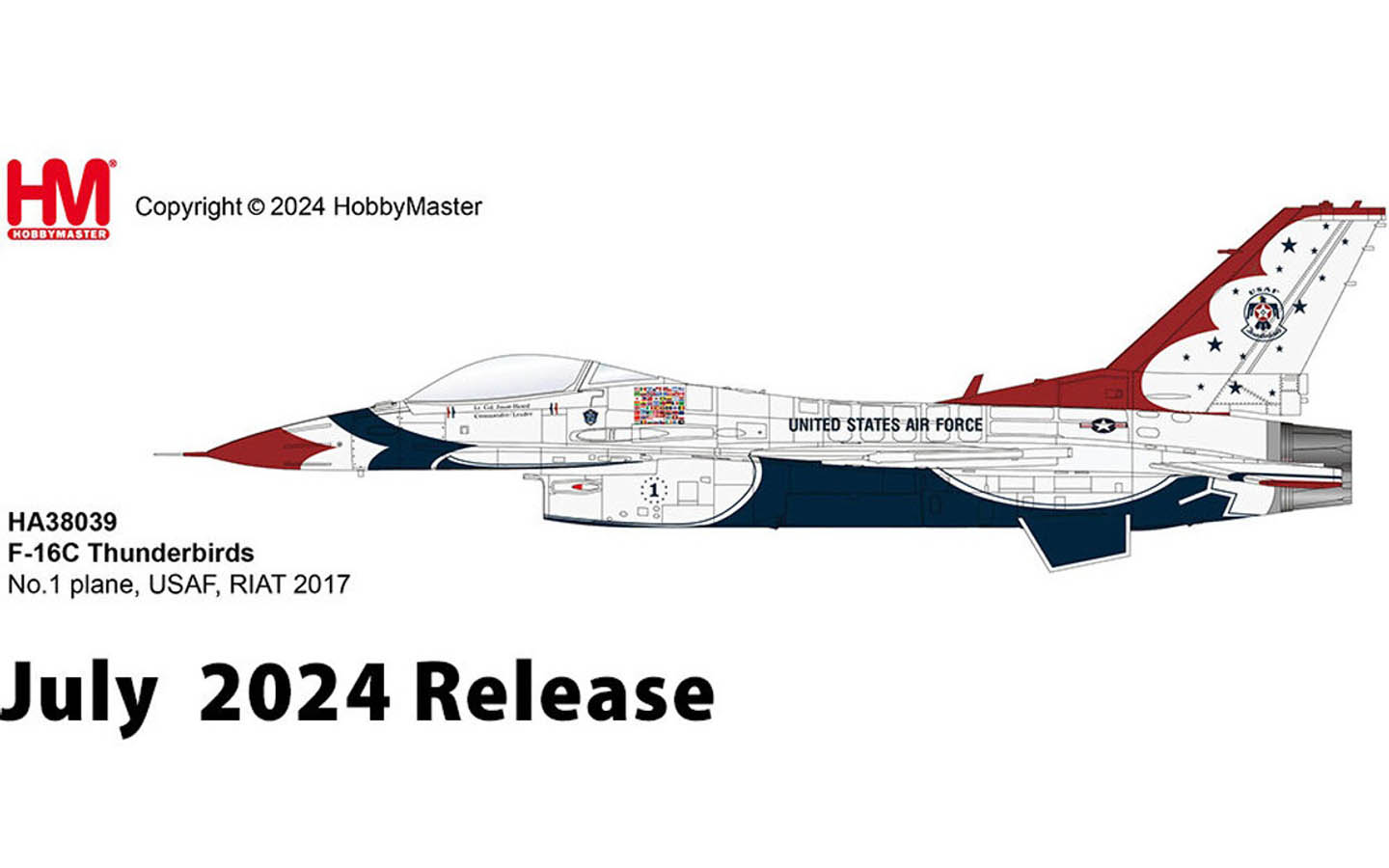 F-16C Thunderbirds, USAF, RIAT 2017, Plane No. 1 - Hobby Master