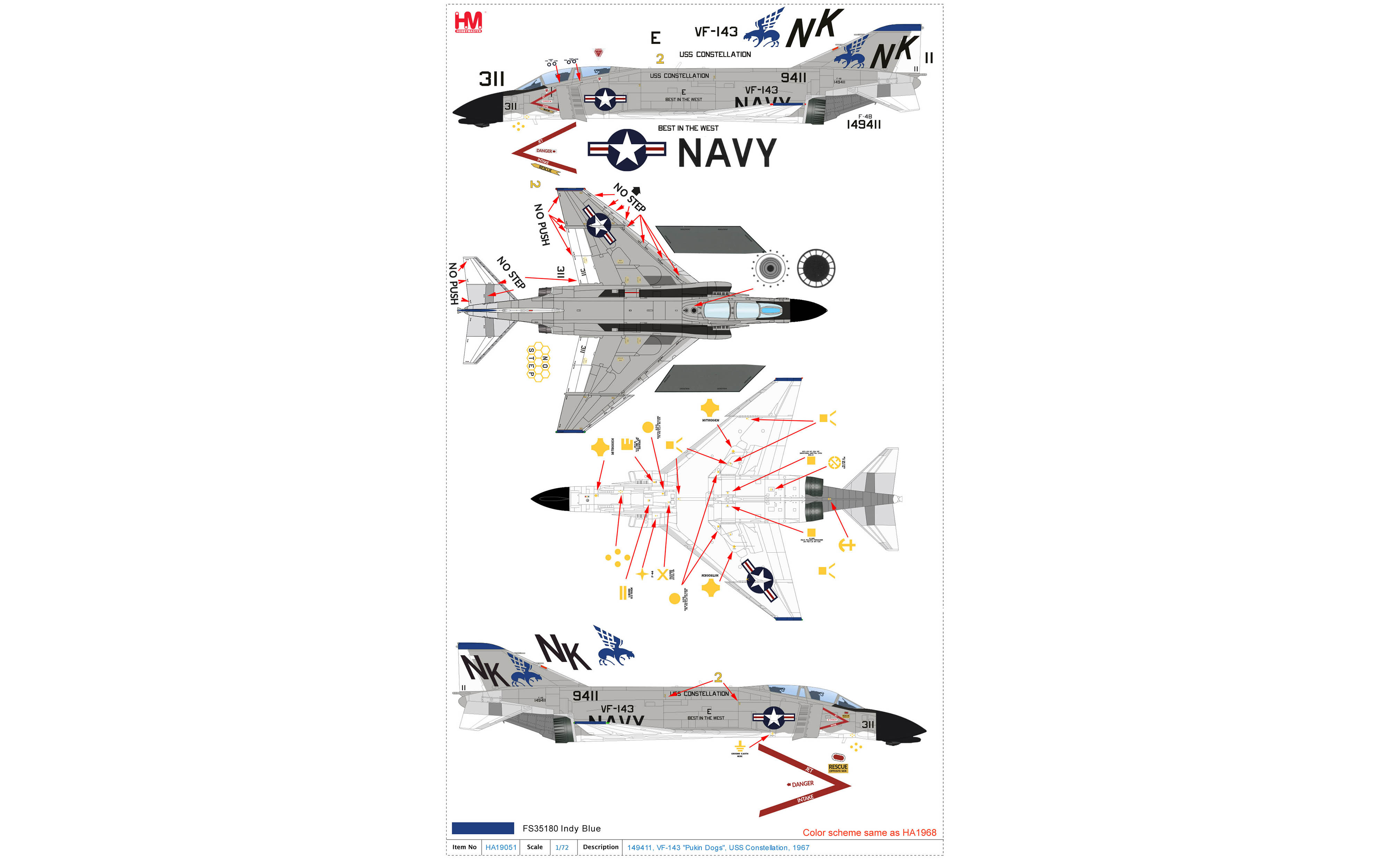 F-4B Phantom II, VF-143, Pukin Dogs, USS Constellation, 1967