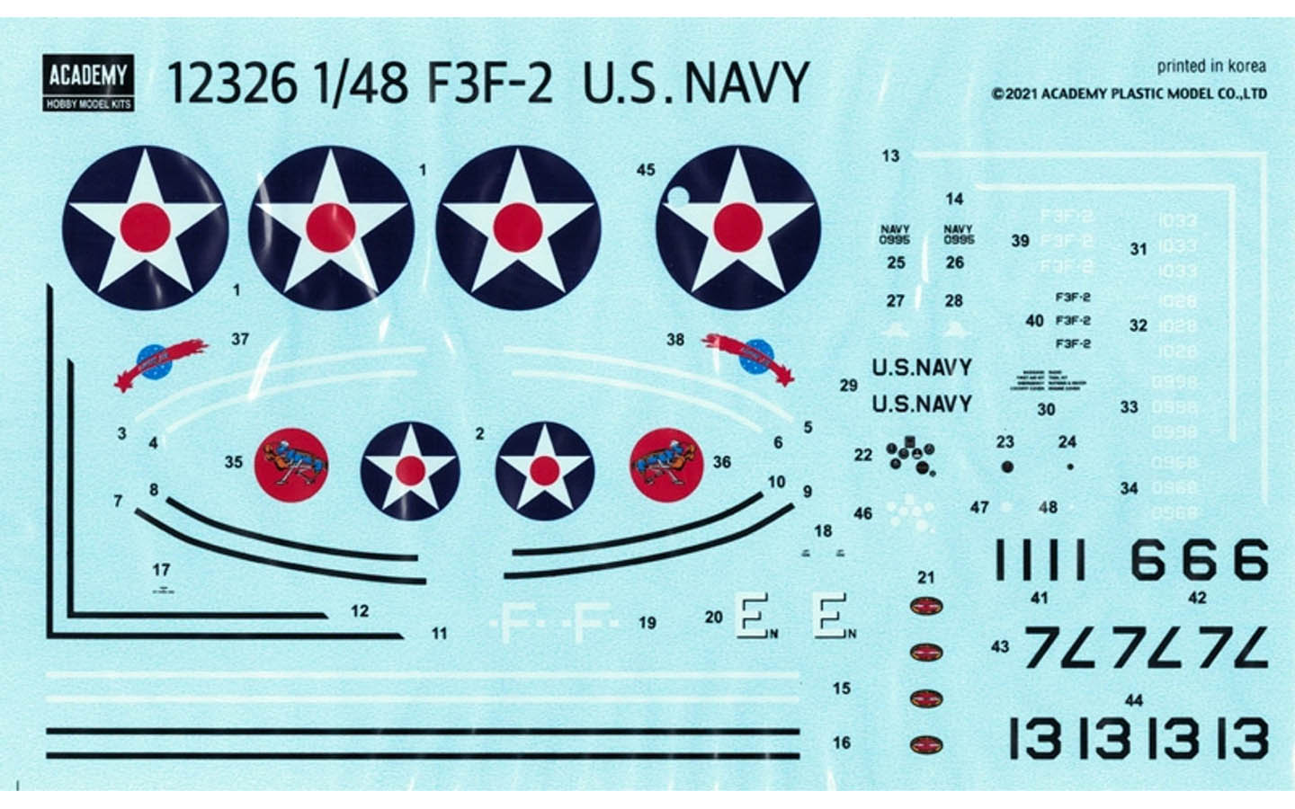 thumbnail image 2 of Academy 1/48 Plastic Model Kit - USN F3F-2 VF-6 'FIGHTING SIX' Navy Airplane #12326 2 of 6