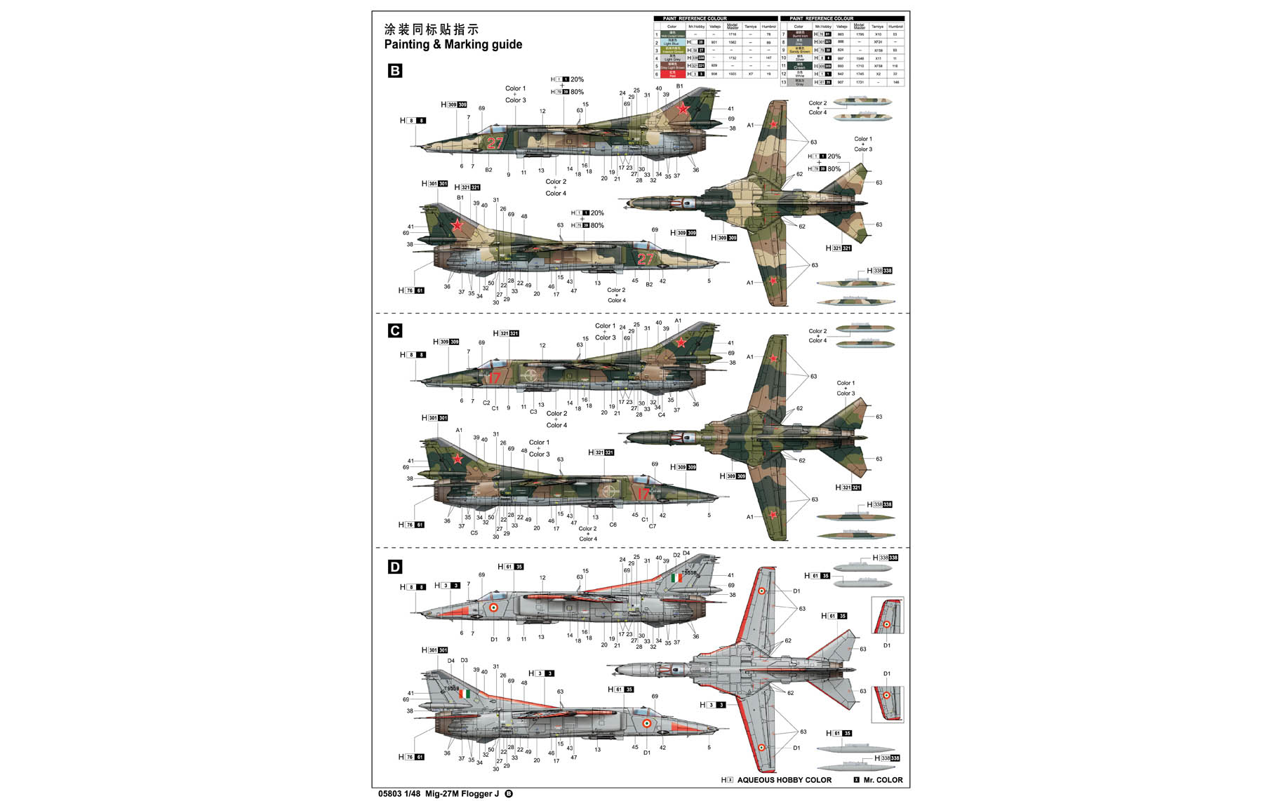 トランペッター 1/48 MiG-27M フロッガーJ型 プラモデル 05803 2zzhgl6 MIG-27M Flogger J - Trumpeter 05803 | kingshobby.com