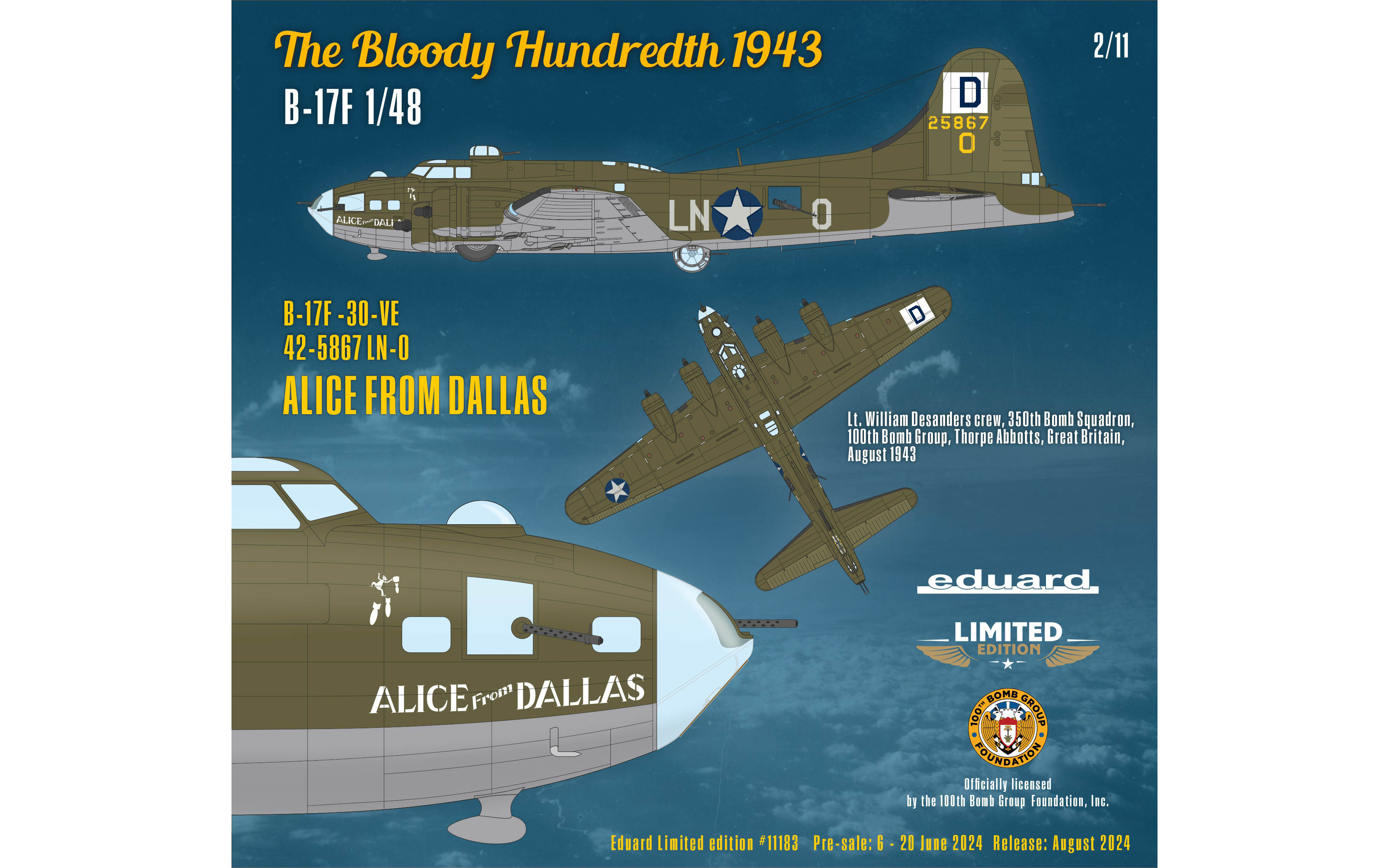 1/48 eduard 血の第100爆撃大隊 B-17F リミテッドエディション 血の第100爆撃大隊 1943年」 B-17F リミテッドエディション