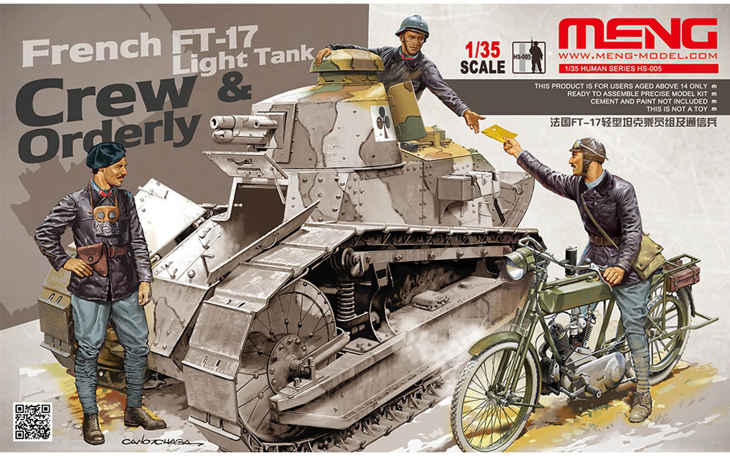 French FT-17 Light Tank, Crew & Orderly - Meng HS-005