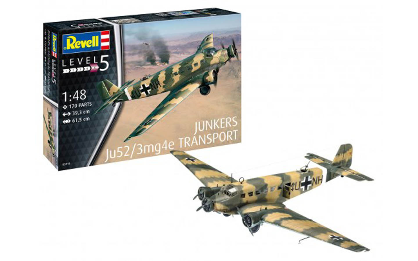 【新品・希少品】Revell Junkers Ju 52/3m Junkers Ju52/3m Transport - Revell 03918 | kingshobby.com