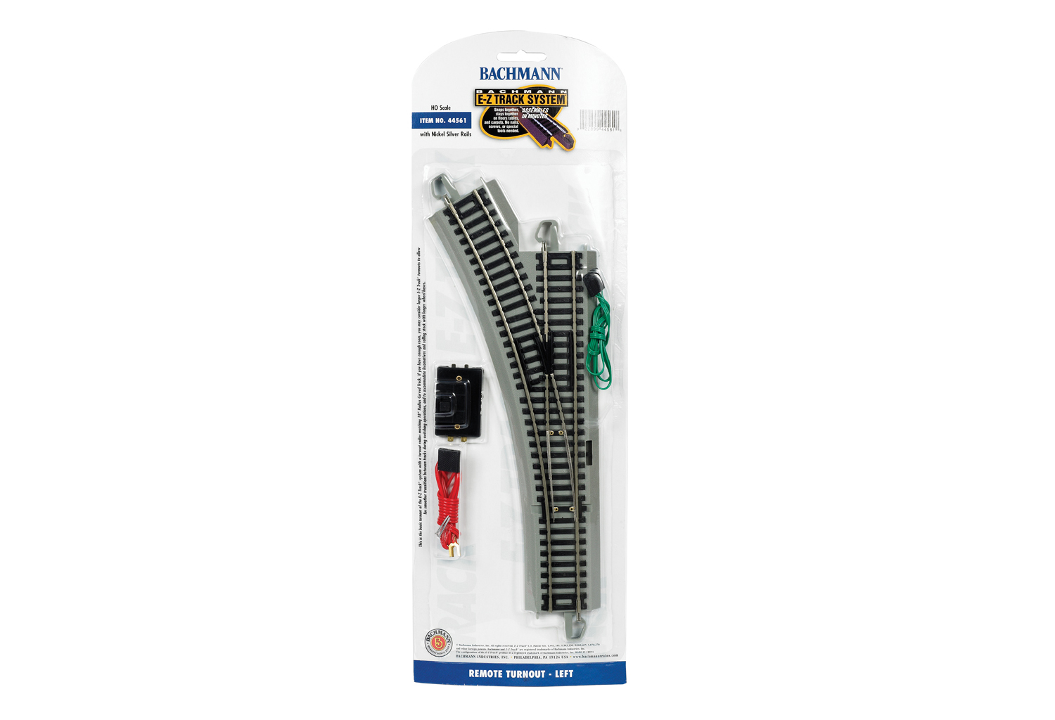 Aiguillage (Turnout) à Commande à Distance Bachmann - Gauche, échelle HO - Rail E-Z Track Snap-Fit