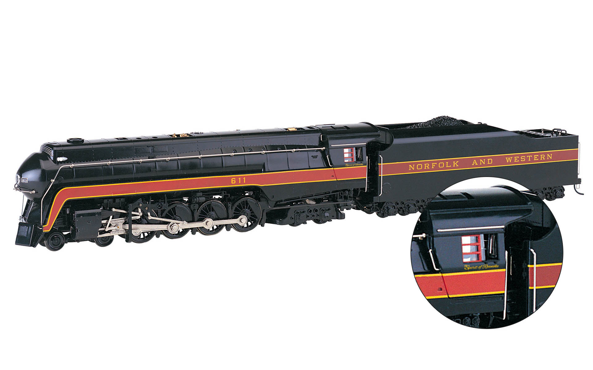 N&W Class J 4-8-4 & Tender with Headlight & DCC Sound - N&W #611