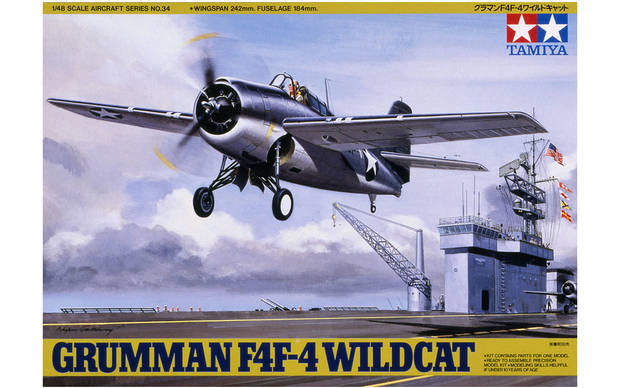 Maquette Tamiya F4F-4 Wildcat Avion Militaire - Échelle 1:48 - À Monter Et Peindre - Avec Décalcomanies Et Figurine